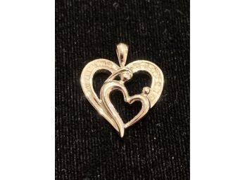 Lovely Sterling Silver Diamond Heart Pendant