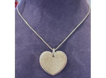 Lovely Sterling Silver Milor Textured Finish Heart Pendant On Sterling Box Chain