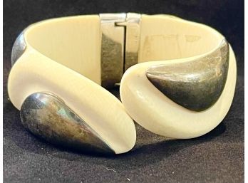 Beautiful Mid Century Sterling Silver & Organic Cuff Bracelet