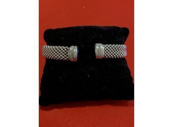 Sterling Silver Diamond Flexible Cuff Bracelet