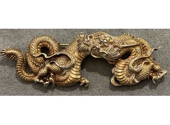 Vintage Museum Of Modern Art Gold Tone Chinese Dragon Brooch