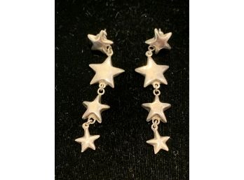 Vintage Patriotic Sterling Silver Star Earrings