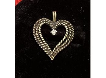 Lovely 14k Yellow Gold & Diamond Heart Shaped Pendant