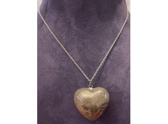 Lovely Sterling Silver Puffy Heart With Chain