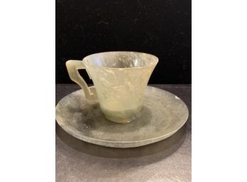 Vintage Green Jade Demitasse Cup And Saucer