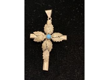 Beautiful Vintage  Hand Made Cross Sterling Turquoise