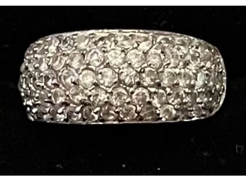 Splendid Austrian Crystal Ring Set In Sterling Silver Size 8