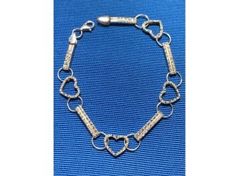 Romantic Sterling Silver Diamond Heart Bracelet.