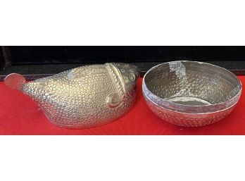 Vintage Pair Of Vietnamese Silver Boxes In The Shape Of Fish