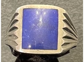 Lovely Blue Lapis Ring Set In Sterling Silver Size 8