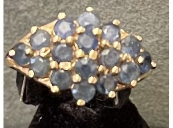 Delightful Genuine Cornflower Blue Sapphires Set In Gilded Sterling Silver Size 6