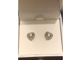 Beautiful Genuine Diamond Heart Earrings