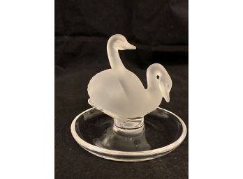 Lovely Lalique Double Swan Ring Dish
