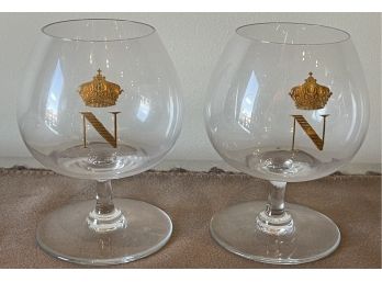 Pair Of Baccarat Napoleon Brandy Glasses