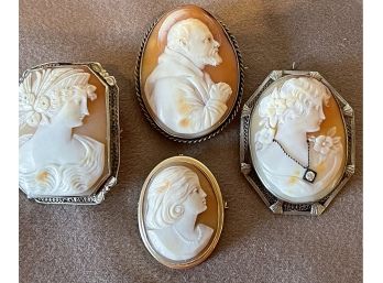 Antique Lot Of 4 Carved Cameos