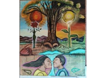 Demetrio Garcia Aguilar  Oil Canvas Lovers Under The Sun & Moon