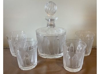 Lalique Liquor Decanter And Glasses