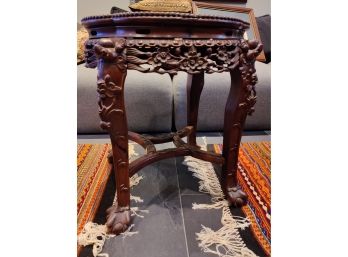 Antique Chinese Rosewood Four Leg Table With Soapstone Insert