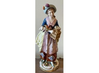 Chelsea Porcelain Statue Of Woman With Bird