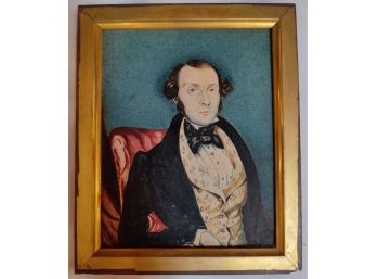 J. Pringle Signed Antique Portrait  Drawing Of A Man In Period Dress