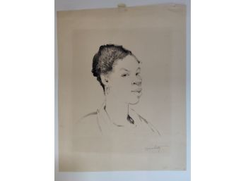 Alfred Heber Hutty (1877 - 1954) Portrait Monotype Print Of An African American Woman