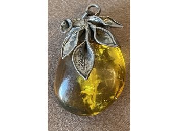 Sterling Silver And Amber Pendant