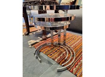 Mid Century Chrome Nesting Tables In The Style Of  Jansen