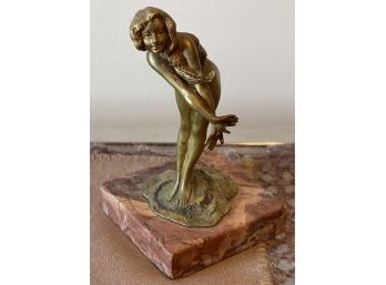 Antique 1900s Bergman Erotic Bronze Figure Of A Naked Woman Signed Nam Gerb