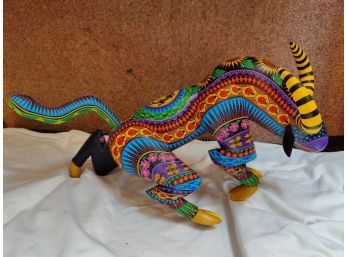 Oaxaca Mexico Ignacio MARTIN TILCAJETE Ocotlan Folk Art  Stylized Bull Wood Carving