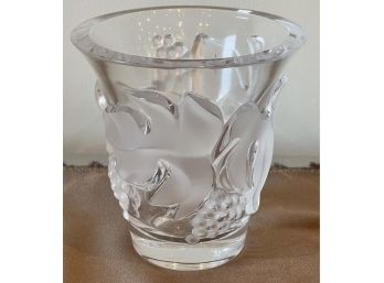 Lalique Crystal Samur Vase, Grape Leaf Motif