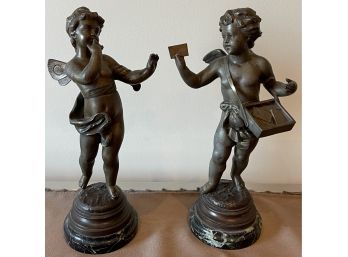 Henryk II KOSSOWSKI (1855-1921) A Pair Of Putti Made Of Spelter