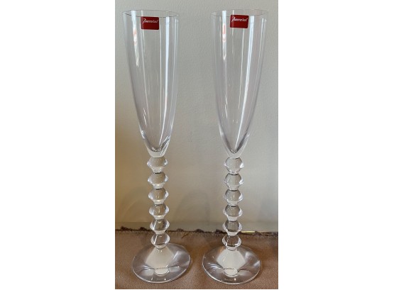 NEVER USED NEW IN BOX Baccarat Vega Flutes Set Of Two With Ribbons