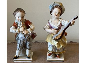 Lot Of 2 Porcelain Figures Playing Musical Instruments