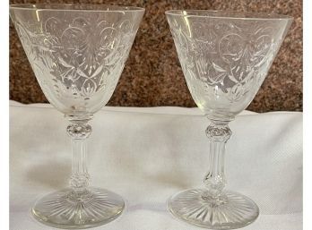 Set Of 12 Baccarat Etched Glass Water / Red Wine Glass