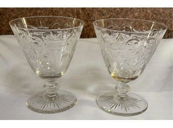 Set Of 12 Baccarat Etched Glass Cordial Glass