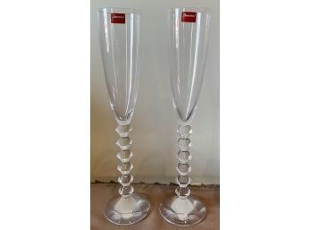 NEVER USED NEW IN BOX Baccarat Vega Flutes Set Of Two With Ribbons