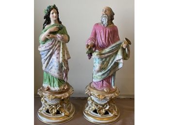 Pair Of Old Paris Figurines Man And Woman