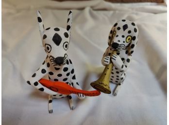 Calixto Santiago Lopez Folk Art Hand Carved & Painted Dogs