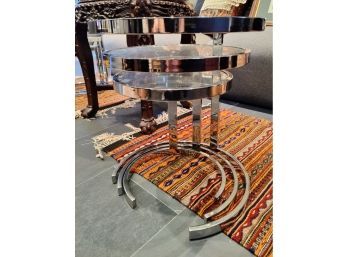 Mid Century Chrome Nesting Tables In The Style Of  Jansen