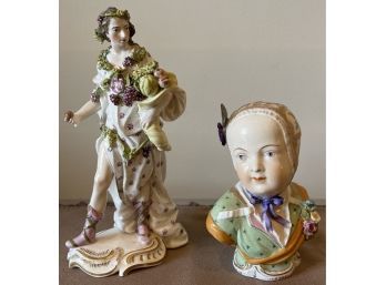Lot Of 2 Meissen / Dresden Style Porceain Figurines