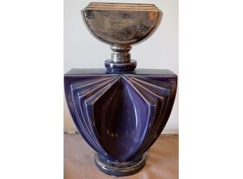 Art Deco Large French Art Pottery Perfume Bottle With Sterling Silver Stopper Store Display