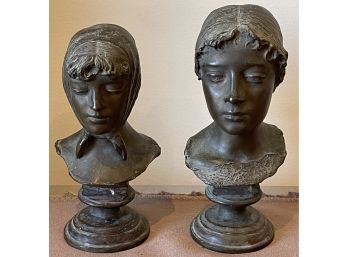 Lot Of 2 Bronze Busts Of Women