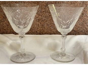 Set Of 12 Baccarat Etched Glass White Wine Glass
