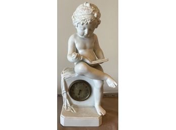 Parian Ware Porcelain Clock With Child Reading A Book