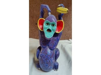 Candido Jimenez Ojeda Monkey With A Banana Wood Carving