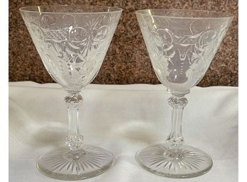 Set Of 12 Baccarat Etched Glass Port Wine Glass