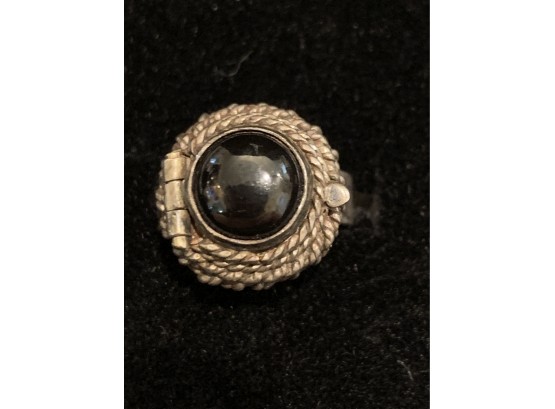 Cool Vintage Sterling Onyx Poison Ring