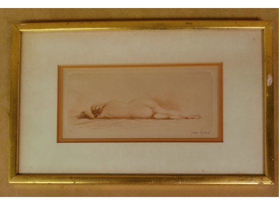 Jean Vyboud (1872 - 1944) Sepia Print Nude Woman Signed In Pencil