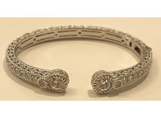 Fancy Judith Ripka Sterling Silver And CZ Bangle Bracelet