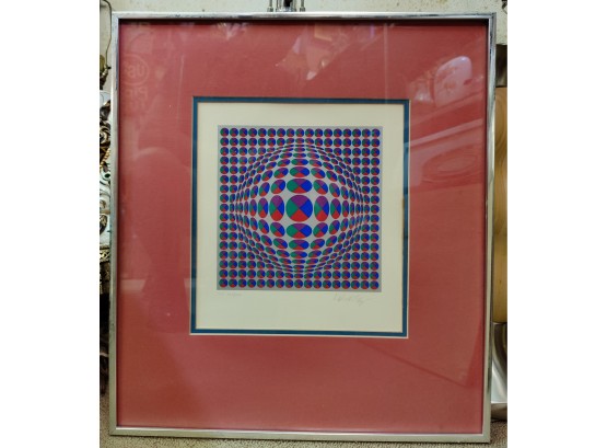 Victor Vasarely (1906-1997) Sphere On Red Background Circa 1980